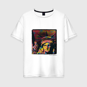 Женская футболка хлопок Oversize с принтом Andy Warhol в Белгороде, 100% хлопок | свободный крой, круглый ворот, спущенный рукав, длина до линии бедер
 | знаменитость | картина. | поп арт | статуя свободы | энди уорхол