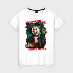 Женская футболка хлопок с принтом Monstruitos De Harley Quinn в Белгороде, 100% хлопок | прямой крой, круглый вырез горловины, длина до линии бедер, слегка спущенное плечо | harley quinn | suicide squad | the suicide squad | vdzabma | харли квинн | харли куинн