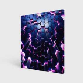 Холст квадратный с принтом ФИОЛЕТОВОЕ СВЕЧЕНИЕ 3D в Белгороде, 100% ПВХ |  | абстракция | блеск | луч | неон | свечение | сирень | соты | текстура | ультрофиолет | фигура | шестиграник | шестиугольник