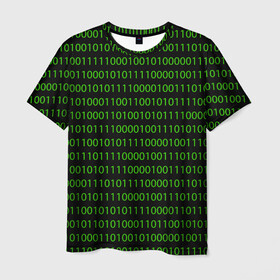 Мужская футболка 3D с принтом Двоичный код в Белгороде, 100% полиэфир | прямой крой, круглый вырез горловины, длина до линии бедер | Тематика изображения на принте: binary code | code | programming | двоичный код | код | нули и единицы | программирование