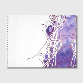 Альбом для рисования с принтом Фиолетовые нити в Белгороде, 100% бумага
 | матовая бумага, плотность 200 мг. | абстракция | акварель | асимметрия | верёвки | морские узлы | нити | фиолетовый