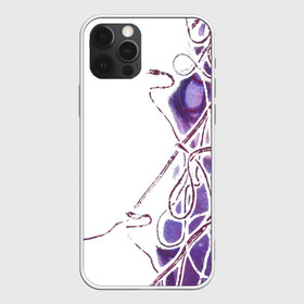 Чехол для iPhone 12 Pro с принтом Фиолетовые нити в Белгороде, силикон | область печати: задняя сторона чехла, без боковых панелей | абстракция | акварель | асимметрия | верёвки | морские узлы | нити | фиолетовый