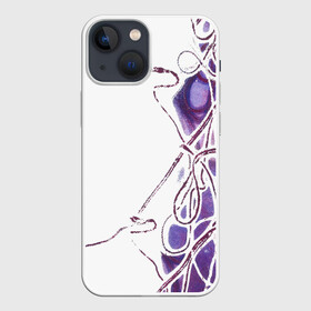 Чехол для iPhone 13 mini с принтом Фиолетовые нити в Белгороде,  |  | абстракция | акварель | асимметрия | верёвки | морские узлы | нити | фиолетовый