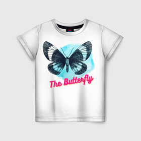 Детская футболка 3D с принтом The Butterfly в Белгороде, 100% гипоаллергенный полиэфир | прямой крой, круглый вырез горловины, длина до линии бедер, чуть спущенное плечо, ткань немного тянется | бабочка | голубая бабочка | красивое насекомое | прекрасная бабочка | цветок