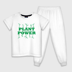 Детская пижама хлопок с принтом Plant Power в Белгороде, 100% хлопок |  брюки и футболка прямого кроя, без карманов, на брюках мягкая резинка на поясе и по низу штанин
 | green | greenpaece | nature | sport | vegan | yoga | веган | вегетарианец | гринпис | еда | животные | жизнь | здоровье | зеленый | йога | мир | овощи | пища | планета | природа | растение | спорт | тело | фрукты