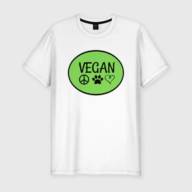 Мужская футболка хлопок Slim с принтом Vegan Family в Белгороде, 92% хлопок, 8% лайкра | приталенный силуэт, круглый вырез ворота, длина до линии бедра, короткий рукав | green | greenpaece | nature | sport | vegan | yoga | веган | вегетарианец | гринпис | еда | животные | жизнь | здоровье | зеленый | йога | мир | овощи | пища | планета | природа | растение | спорт | тело | фрукты