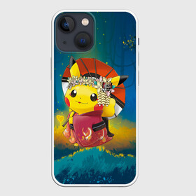 Чехол для iPhone 13 mini с принтом Пикачу гейша в Белгороде,  |  | anime | picachu | pikachu | аниме | милый | пика | пикачу | покебол | покемон