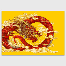 Поздравительная открытка с принтом Китайский Дракон, China Dragon в Белгороде, 100% бумага | плотность бумаги 280 г/м2, матовая, на обратной стороне линовка и место для марки
 | chinese dragon | dhina dragon | dragon | азиатский дракон | восточный дракон | дракон | китайские драконы | китайский дракон | красный дракон | традиционный китайский дракон | японский дракон