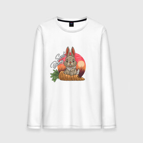 Мужской лонгслив хлопок с принтом Sweet Bunny в Белгороде, 100% хлопок |  | Тематика изображения на принте: закат | иллюстрация | крольченок | морковь | сладкий кролик