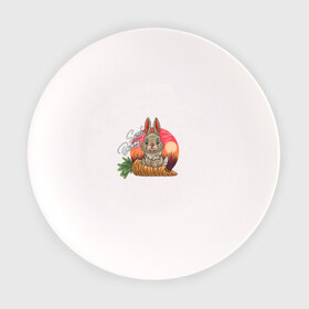 Тарелка с принтом Sweet Bunny в Белгороде, фарфор | диаметр - 210 мм
диаметр для нанесения принта - 120 мм | Тематика изображения на принте: закат | иллюстрация | крольченок | морковь | сладкий кролик