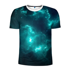 Мужская футболка 3D спортивная с принтом Галактическое сияние в Белгороде, 100% полиэстер с улучшенными характеристиками | приталенный силуэт, круглая горловина, широкие плечи, сужается к линии бедра | арт | галактика | иллюстрация | млечный путь | сияние