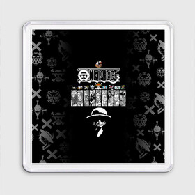 Магнит 55*55 с принтом Пираты Соломенной Шляпы One Piece в Белгороде, Пластик | Размер: 65*65 мм; Размер печати: 55*55 мм | anime | manga | one piece | аниме | большой куш | ван пис | весёлый роджер | вон пис | король пиратов | логотип | манга | монки д. луффи | мугивары | перекрещённый костями | пират | пиратский флаг