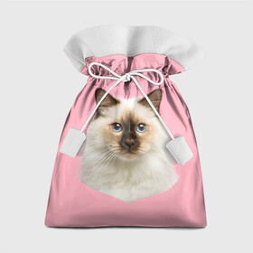 Подарочный 3D мешок с принтом Пушистый кот в Белгороде, 100% полиэстер | Размер: 29*39 см | Тематика изображения на принте: белоснежный | взгляд | глаза | голубоглазый | киса | киска | кот | котик | котяра | профиль | пушистый | усы | уши
