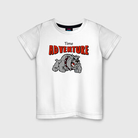 Детская футболка хлопок с принтом adventure time в Белгороде, 100% хлопок | круглый вырез горловины, полуприлегающий силуэт, длина до линии бедер | adventure time | bulldog | dog | pitbull | sxe | бульдог | питбуль | приключения | собака
