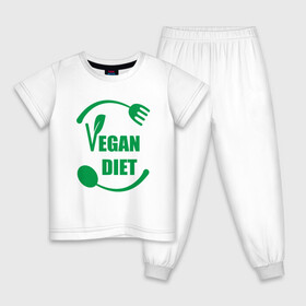 Детская пижама хлопок с принтом Vegan Diet в Белгороде, 100% хлопок |  брюки и футболка прямого кроя, без карманов, на брюках мягкая резинка на поясе и по низу штанин
 | green | greenpaece | nature | sport | vegan | yoga | веган | вегетарианец | гринпис | диета | еда | животные | жизнь | здоровье | зеленый | йога | мир | овощи | пища | планета | природа | растение | спорт | тело | фрукты
