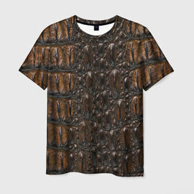 Мужская футболка 3D с принтом Рептилоид в Белгороде, 100% полиэфир | прямой крой, круглый вырез горловины, длина до линии бедер | Тематика изображения на принте: берегите природу | кожа | корокодил