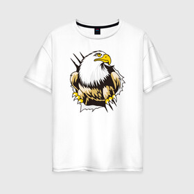 Женская футболка хлопок Oversize с принтом Орел 3D в Белгороде, 100% хлопок | свободный крой, круглый ворот, спущенный рукав, длина до линии бедер
 | eagle | орел | орленок | орлиный взгляд | птица | птичка | хищная птица