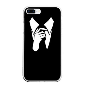 Чехол для iPhone 7Plus/8 Plus матовый с принтом Смокинг | Поправляю галстук в Белгороде, Силикон | Область печати: задняя сторона чехла, без боковых панелей | анонимус. | галстук | люди в чёрном | минимализм | рубашка | строгость