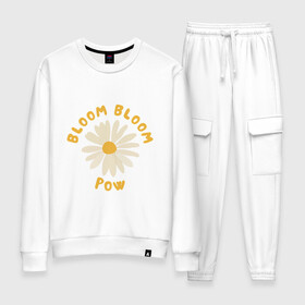 Женский костюм хлопок с принтом THE BOYZ Bloom Bloom Pow Cute  в Белгороде, 100% хлопок | на свитшоте круглая горловина, мягкая резинка по низу. Брюки заужены к низу, на них два вида карманов: два 