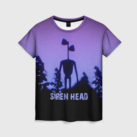 Женская футболка 3D с принтом СИРЕНОГОЛОВЫЙ ГЛИТЧ в Белгороде, 100% полиэфир ( синтетическое хлопкоподобное полотно) | прямой крой, круглый вырез горловины, длина до линии бедер | siren head | глитч | игра | монстр | сиреноголовый | существо | хоррор