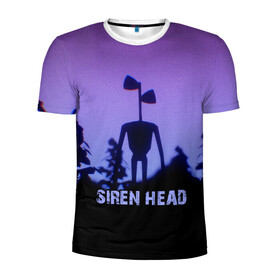 Мужская футболка 3D спортивная с принтом СИРЕНОГОЛОВЫЙ ГЛИТЧ в Белгороде, 100% полиэстер с улучшенными характеристиками | приталенный силуэт, круглая горловина, широкие плечи, сужается к линии бедра | siren head | глитч | игра | монстр | сиреноголовый | существо | хоррор