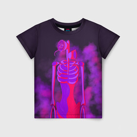 Детская футболка 3D с принтом СИРЕНОГОЛОВЫЙ НЕОН в Белгороде, 100% гипоаллергенный полиэфир | прямой крой, круглый вырез горловины, длина до линии бедер, чуть спущенное плечо, ткань немного тянется | Тематика изображения на принте: neon | siren head | игра | монстр | неон | сиреноголовый | существо | хоррор