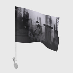 Флаг для автомобиля с принтом СИРЕНОГОЛОВЫЙ В ЦЕПЯХ в Белгороде, 100% полиэстер | Размер: 30*21 см | siren head | игра | монстр | сиреноголовый | существо | хоррор