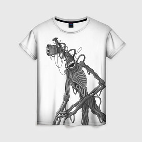 Женская футболка 3D с принтом SIREN HEAD РИСУНОК в Белгороде, 100% полиэфир ( синтетическое хлопкоподобное полотно) | прямой крой, круглый вырез горловины, длина до линии бедер | siren head | игра | монстр | сиреноголовый | существо | хоррор