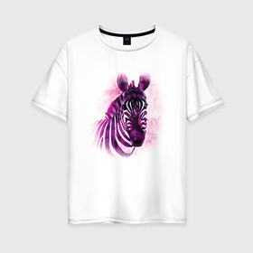 Женская футболка хлопок Oversize с принтом Зебра акварель в Белгороде, 100% хлопок | свободный крой, круглый ворот, спущенный рукав, длина до линии бедер
 | africa | animal | watercolor | zebra | акварель | африка | дикий | животное | зверь | зебра
