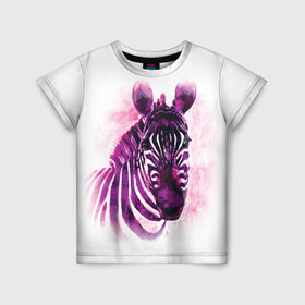Детская футболка 3D с принтом Зебра акварель 3D в Белгороде, 100% гипоаллергенный полиэфир | прямой крой, круглый вырез горловины, длина до линии бедер, чуть спущенное плечо, ткань немного тянется | 3d | africa | animal | watercolor | zebra | акварель | африка | дикий | животное | зверь | зебра