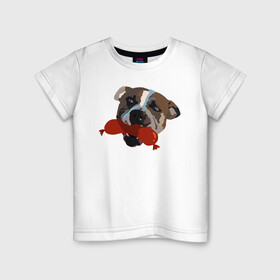 Детская футболка хлопок с принтом Амстафф в Белгороде, 100% хлопок | круглый вырез горловины, полуприлегающий силуэт, длина до линии бедер | amstaff | американский стаффордширский терьер | амстафф | аст | собака | сосиска | стафф | стаффорд