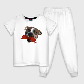 Детская пижама хлопок с принтом Амстафф в Белгороде, 100% хлопок |  брюки и футболка прямого кроя, без карманов, на брюках мягкая резинка на поясе и по низу штанин
 | amstaff | американский стаффордширский терьер | амстафф | аст | собака | сосиска | стафф | стаффорд