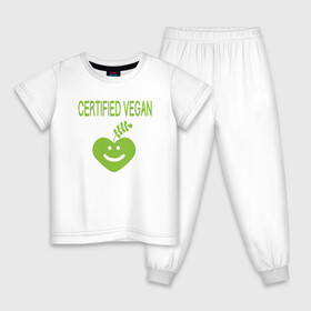 Детская пижама хлопок с принтом Проверенный веган в Белгороде, 100% хлопок |  брюки и футболка прямого кроя, без карманов, на брюках мягкая резинка на поясе и по низу штанин
 | green | greenpaece | nature | sport | vegan | yoga | веган | вегетарианец | гринпис | еда | животные | жизнь | здоровье | зеленый | йога | мир | овощи | пища | планета | природа | растение | спорт | тело | фрукты