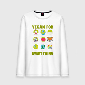 Мужской лонгслив хлопок с принтом Vegan For Everything в Белгороде, 100% хлопок |  | green | greenpaece | nature | sport | vegan | yoga | веган | вегетарианец | гринпис | еда | животные | жизнь | здоровье | зеленый | йога | мир | овощи | пища | планета | природа | растение | спорт | тело | фрукты