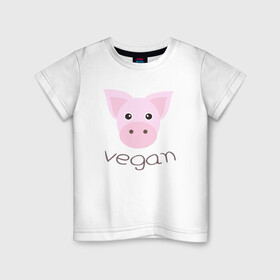 Детская футболка хлопок с принтом Pig Vegan в Белгороде, 100% хлопок | круглый вырез горловины, полуприлегающий силуэт, длина до линии бедер | Тематика изображения на принте: green | greenpaece | nature | pig | sport | vegan | yoga | веган | вегетарианец | гринпис | еда | животные | жизнь | здоровье | зеленый | йога | мир | овощи | пища | планета | природа | растение | свинья | спорт | тело | фрукты