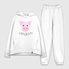 Женский костюм хлопок Oversize с принтом Pig Vegan в Белгороде,  |  | green | greenpaece | nature | pig | sport | vegan | yoga | веган | вегетарианец | гринпис | еда | животные | жизнь | здоровье | зеленый | йога | мир | овощи | пища | планета | природа | растение | свинья | спорт | тело | фрукты