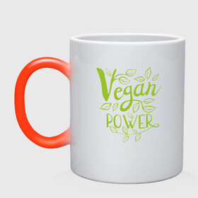 Кружка хамелеон с принтом Vegan Power в Белгороде, керамика | меняет цвет при нагревании, емкость 330 мл | Тематика изображения на принте: green | greenpaece | nature | sport | vegan | yoga | веган | вегетарианец | гринпис | еда | животные | жизнь | здоровье | зеленый | йога | мир | овощи | пища | планета | природа | растение | спорт | тело | фрукты