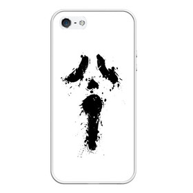 Чехол для iPhone 5/5S матовый с принтом Крик - Ghost Face в Белгороде, Силикон | Область печати: задняя сторона чехла, без боковых панелей | Тематика изображения на принте: chill kill | dbd | ghost face | horror | scary movie | scream | scream mask | wasup | wazap | wazup | whats up | вазап | васап | краска | крик | маска крика | очень страшное кино | призрачное лицо | пятна | страшное кино | телефон | триллер | ужа