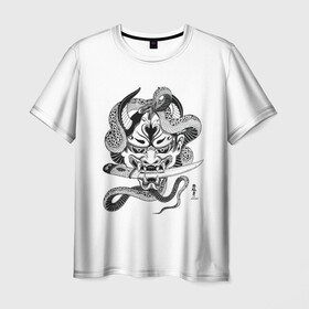 Мужская футболка 3D с принтом Японские рисунки в Белгороде, 100% полиэфир | прямой крой, круглый вырез горловины, длина до линии бедер | девушка | древние боги | змеи | япония