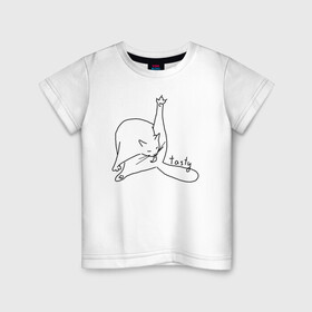 Детская футболка хлопок с принтом Tasty в Белгороде, 100% хлопок | круглый вырез горловины, полуприлегающий силуэт, длина до линии бедер | cat | tasty | кот | кошка | мем | цитата | шутка