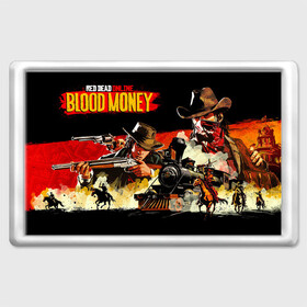 Магнит 45*70 с принтом RDRO: BLOOD MONEY в Белгороде, Пластик | Размер: 78*52 мм; Размер печати: 70*45 | Тематика изображения на принте: auto | blood | dead | grand | gta | money | rdr | red | redemption | rockstar | theft | гта | деньги | кровавые | рокстар