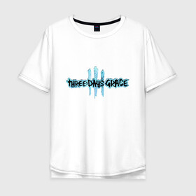Мужская футболка хлопок Oversize с принтом Three Days Grace Logo в Белгороде, 100% хлопок | свободный крой, круглый ворот, “спинка” длиннее передней части | alternative | metall | music | rock | three days grace | альтернатива | металл | музыка | рок | три дэйс грэйс