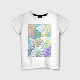 Детская футболка хлопок с принтом Медитативная абстракция в Белгороде, 100% хлопок | круглый вырез горловины, полуприлегающий силуэт, длина до линии бедер | Тематика изображения на принте: абстракция | геометрия | графика | разноцветный | узоры | цветной