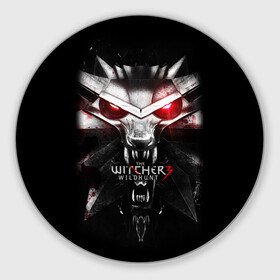 Коврик для мышки круглый с принтом THE WITCHER LOGO в Белгороде, резина и полиэстер | круглая форма, изображение наносится на всю лицевую часть | Тематика изображения на принте: logo | the witcher | ведьмак | зе витчер | игра | компьютерная игра | лого | логотип