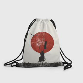 Рюкзак-мешок 3D с принтом Самурай на коне в Белгороде, 100% полиэстер | плотность ткани — 200 г/м2, размер — 35 х 45 см; лямки — толстые шнурки, застежка на шнуровке, без карманов и подкладки | samurai | буси | воин | конь | самурай | философия | япония