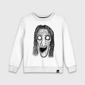Детский свитшот хлопок с принтом Растрепанное лицо в Белгороде, 100% хлопок | круглый вырез горловины, эластичные манжеты, пояс и воротник | dead | ghost | halloween | horror | suspense | vampire | witch | zombie