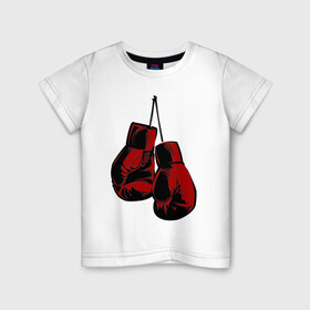 Детская футболка хлопок с принтом Боксерские перчатки в Белгороде, 100% хлопок | круглый вырез горловины, полуприлегающий силуэт, длина до линии бедер | boxing | gloves | боевые искусства | бокс | день бокса | спорт