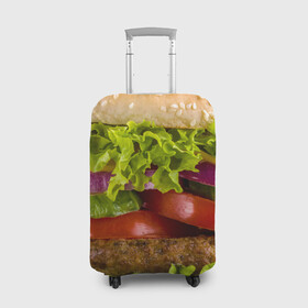 Чехол для чемодана 3D с принтом Бургер в Белгороде, 86% полиэфир, 14% спандекс | двустороннее нанесение принта, прорези для ручек и колес | биг мак | бигмак | бургер | мясо | салат | чизбургер