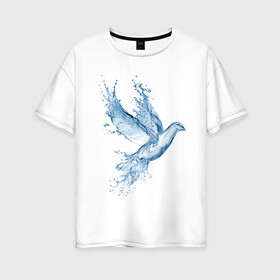 Женская футболка хлопок Oversize с принтом WaterDove в Белгороде, 100% хлопок | свободный крой, круглый ворот, спущенный рукав, длина до линии бедер
 | вода | животные | природа | птицы | фотоарт