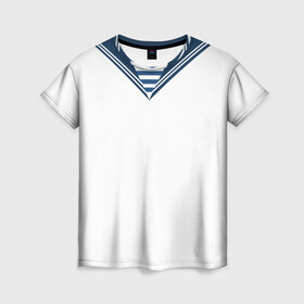 Женская футболка 3D с принтом Матроска парадная ВМФ в Белгороде, 100% полиэфир ( синтетическое хлопкоподобное полотно) | прямой крой, круглый вырез горловины, длина до линии бедер | вмф | военная форма | день флота | матроска